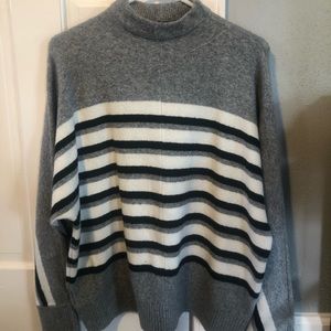 Loft mock-neck dolman striped sweater - large